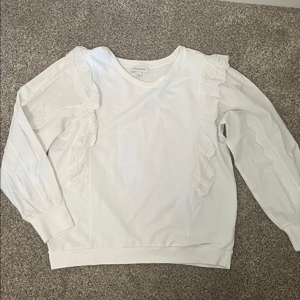 White Ruffled Women's Blouse